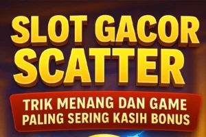 Ilustrasi 3D simbol Scatter emas dalam slot online, menampilkan tema Slot Gacor Scatter dengan nuansa bonus freespin dan petir biru menyala